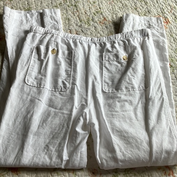 Liz Claiborne White Linen Blend Beachy Pants, M - Picture 7 of 8